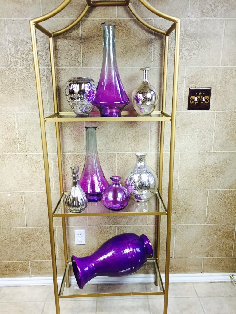 etagere purple vases