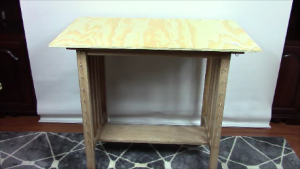 image of island table with plywood